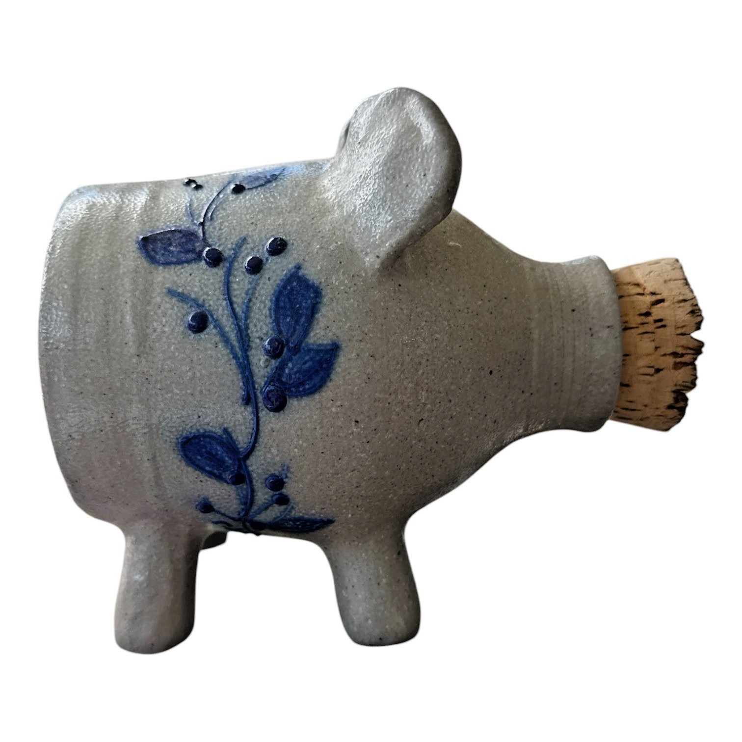 Salmon Falls Stoneware Piggy Bank Blueberry Vines 1998 Dover NH Vintage