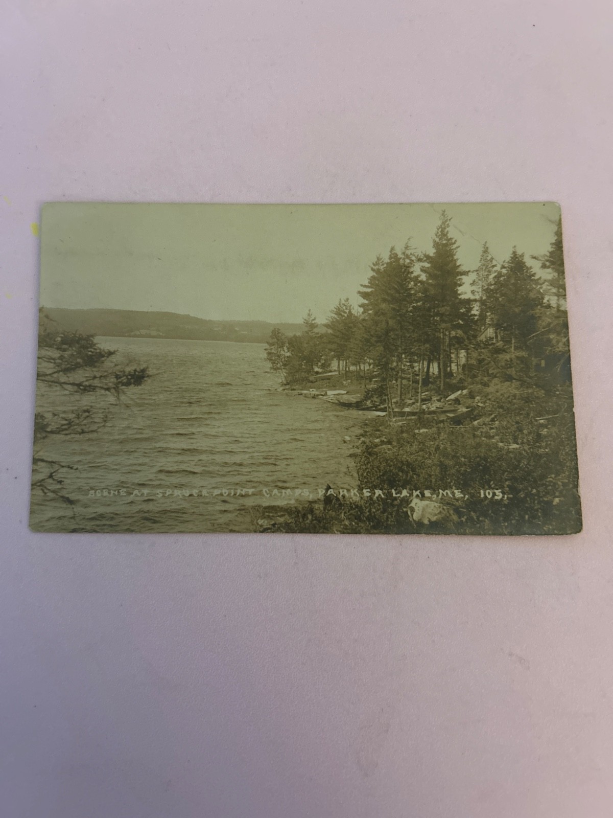 1928 scene at spruce point camps, Parker lake Maine