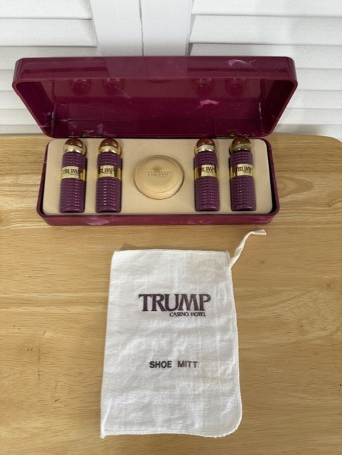 Vintage Trump Casino Hotel Red Marbled Travel Vanity Set-Atlantic City-Rare