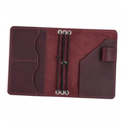 Leather Notebook Cover A6 – Refillable Genuine Leather Journal with 3 Elastic