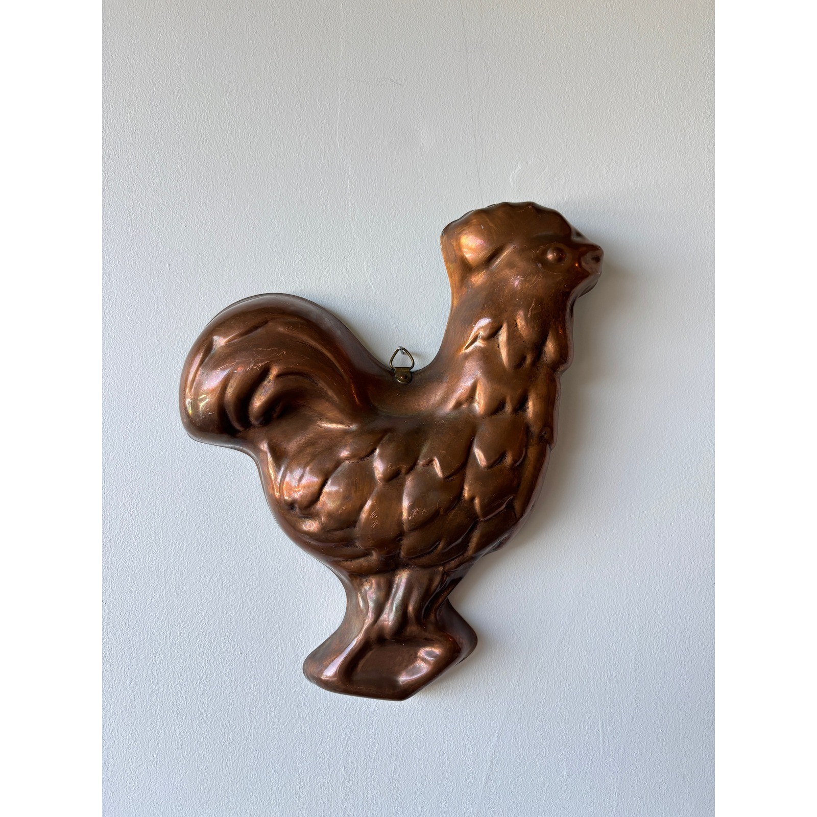 Vintage Copper Rooster Cake Mold Wall Hanging Farmhouse Kitchen Decor 11 Inch
