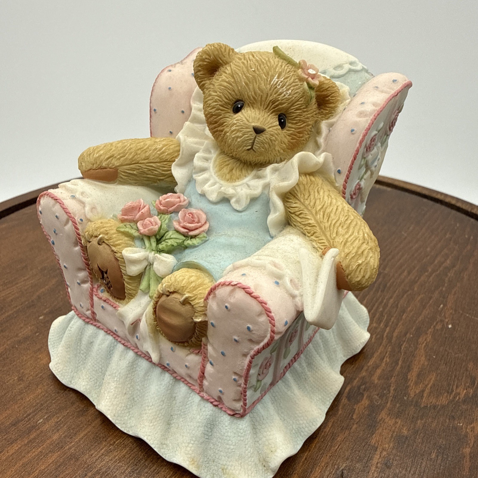 Vtg CHERISHED TEDDIES - MOM, YOU'RE TEA-RIFIC - CHAIR/OTTOMAN/TEA Collectible
