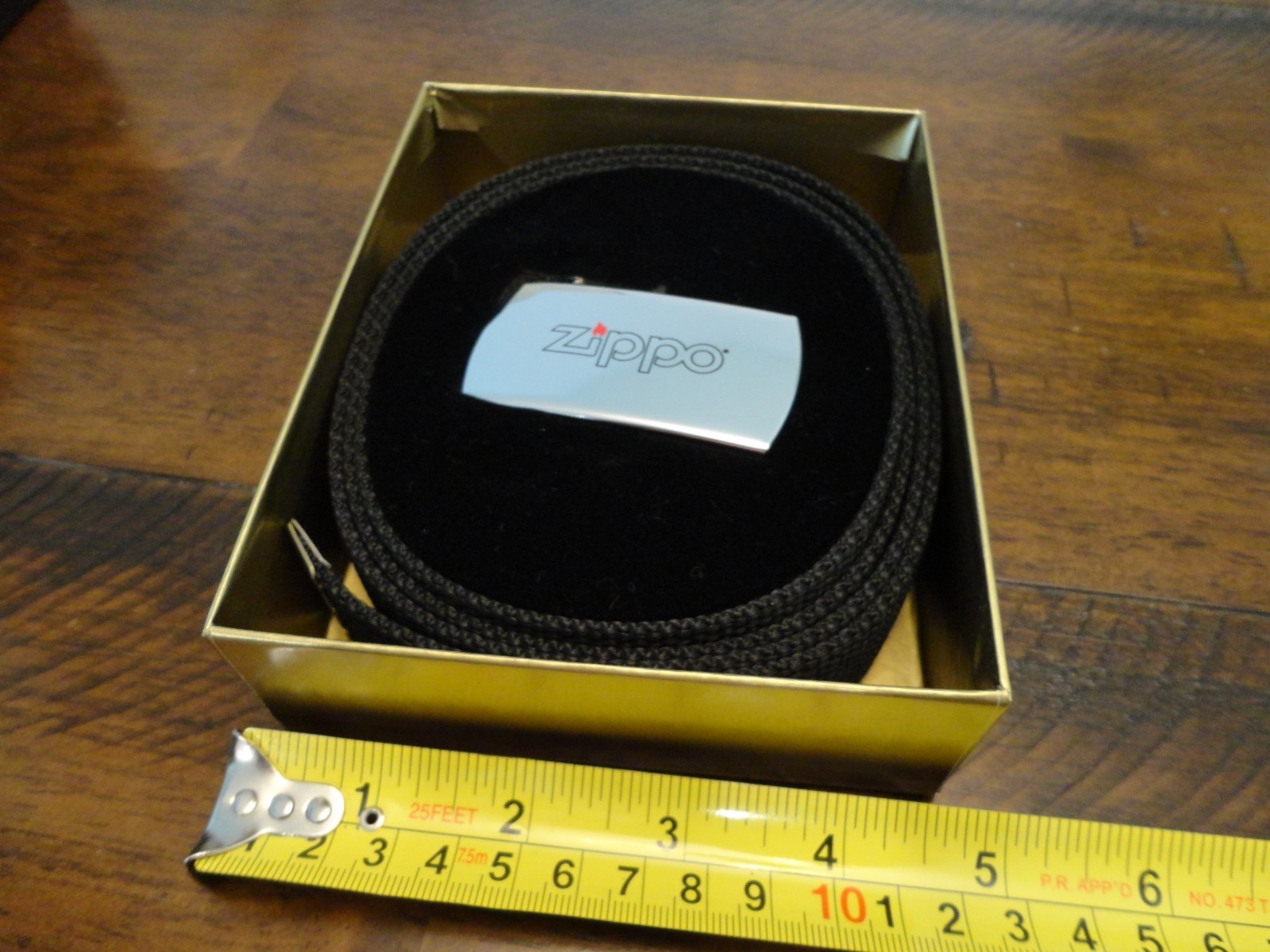 ZIPPO LOGO BELT BUCKLE & BLACK BELT ZIPPO LIGHTER MINT IN BOX