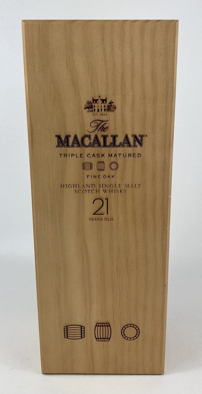The Macallan 21 Year Old Scotch Whisky Fine Oak Wooden Box Empty The Macallan 21 Year Old Scotch Whisky Fine Oak Wooden Box Empty