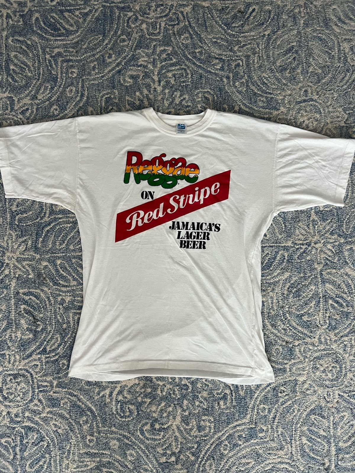 Vintage 80s 90s Red Stripe Beer Reggae On Red Stripe T-Shirt XL Jamaica