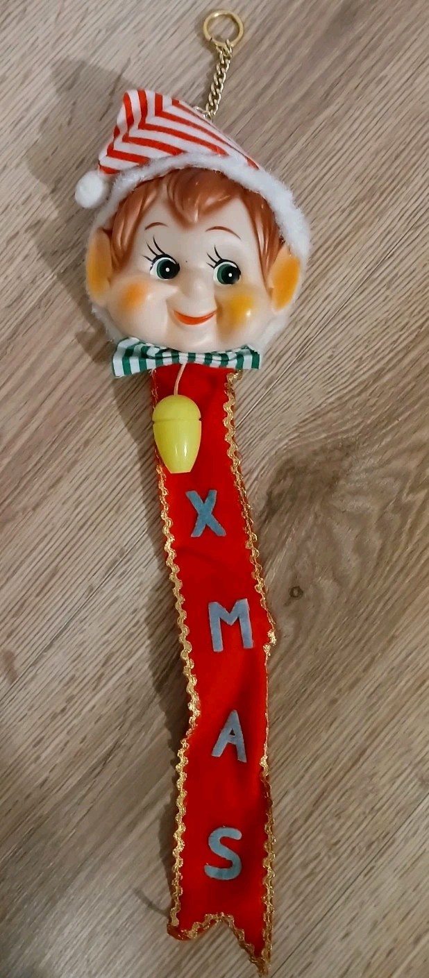 Vintage RARE Pull String Musical Elf Wall Hanging Japan Silent Night In L/N Con Vintage RARE Pull String Musical Elf Wall Hanging Japan Silent Night In L/N Con