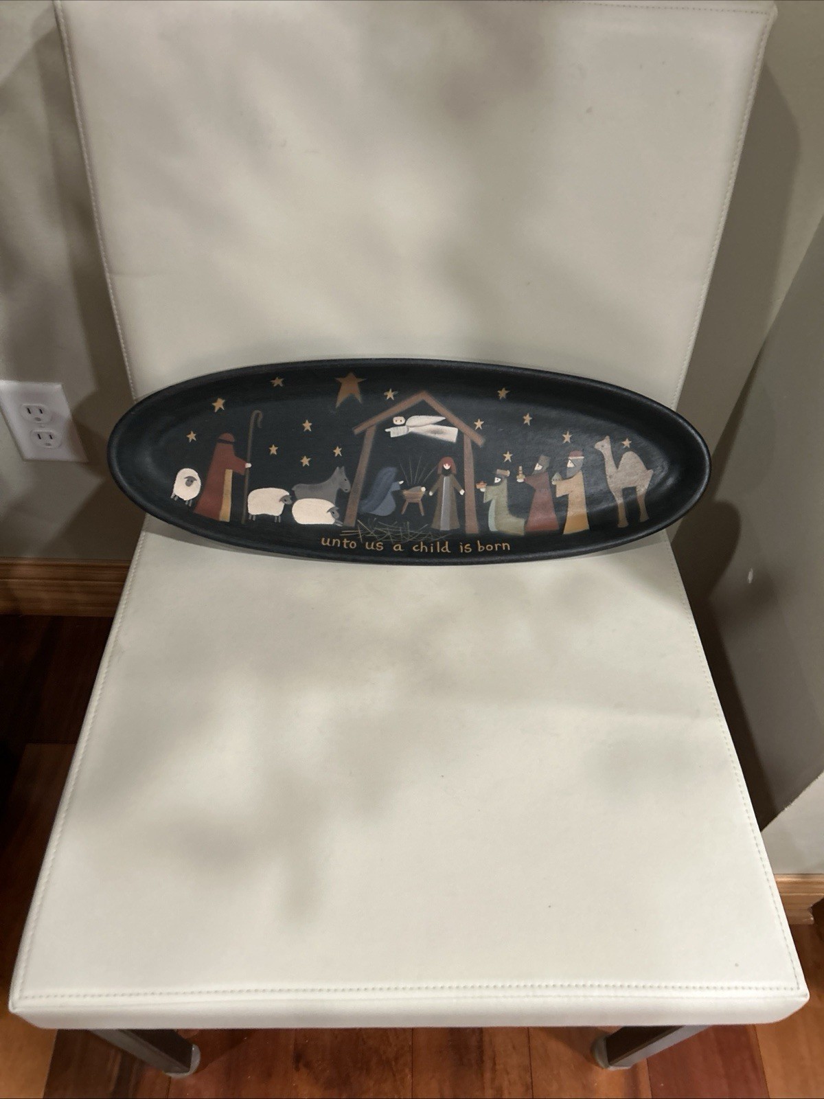 NATIVITY Christmas Oval Wood Tray Handpainted Donna White Hearthside Collection NATIVITY Christmas Oval Wood Tray Handpainted Donna White Hearthside Collection