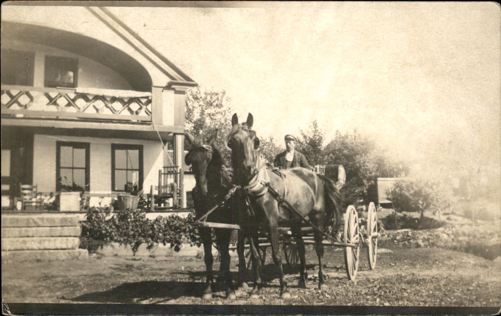 Horse & Wagon Mailed HANCOCK NH TO ANTRIM c1910 Real Photo Vintage Postcard bhn