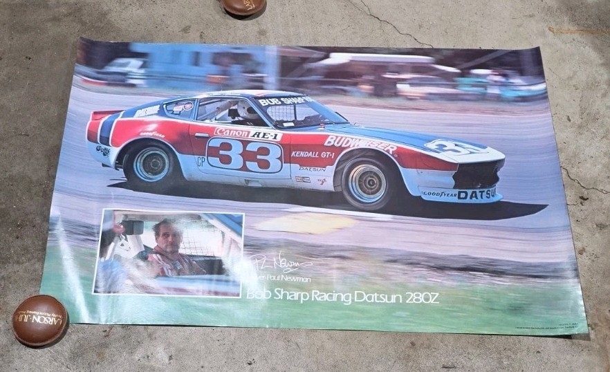 Paul Newman Datsun 280z Racing Poster Vintage RARE 36x24