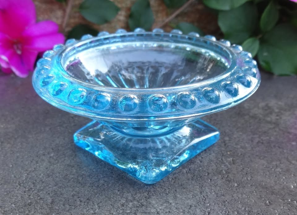 Pale, Watery Blue BOYD Glass Pedestal Open Salt Dip, Cellar, Dish