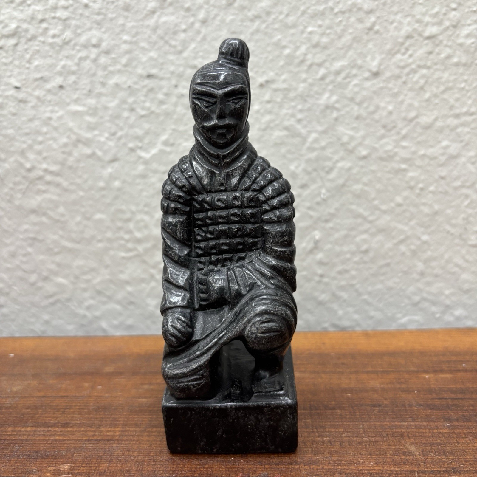 Vintage Chinese Kneeling Warrior Seal Stone Letter Stamper Figurine