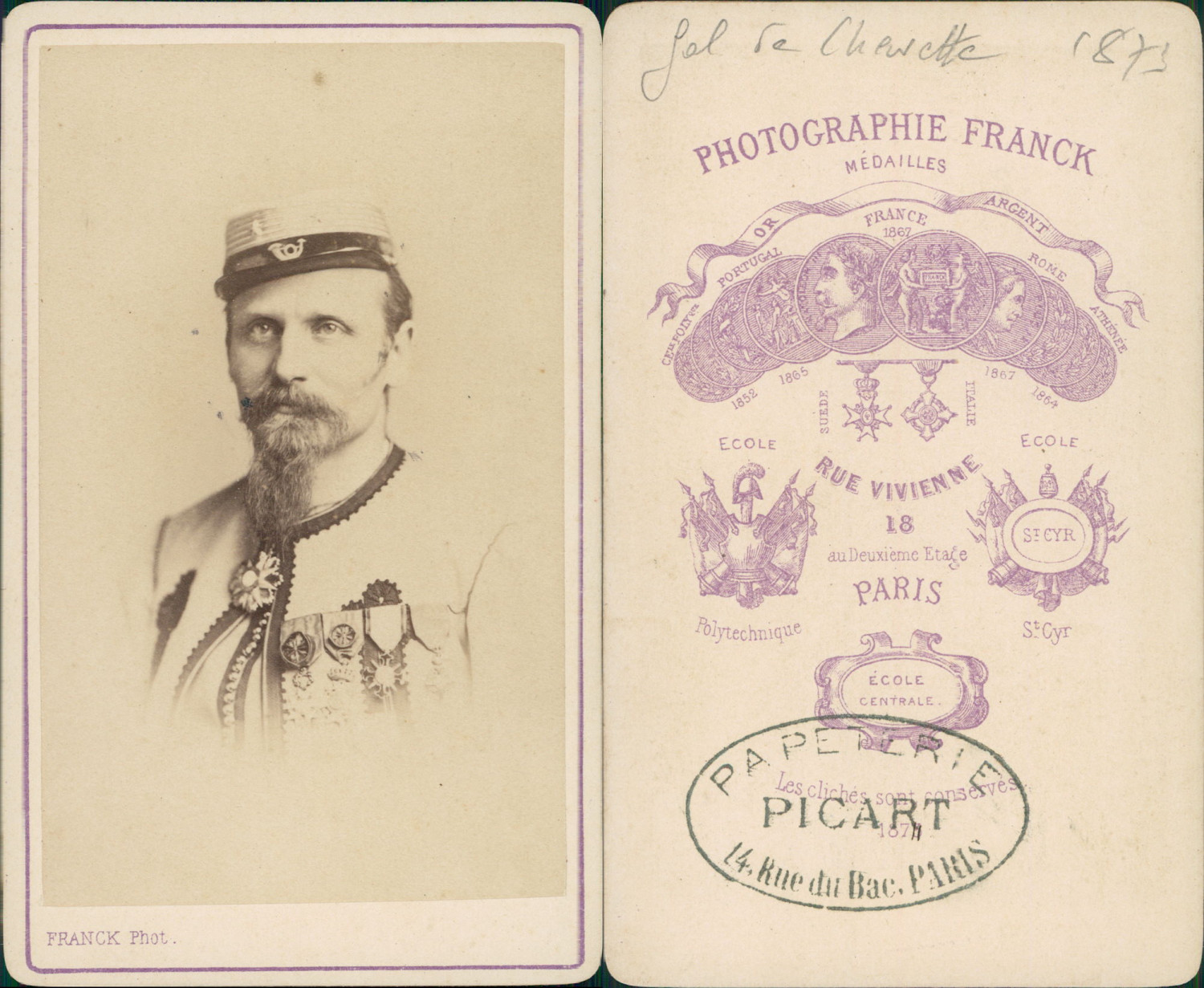 Franck, Paris, Pontifical Zouave Athanasius de Charette de La Contrie Vintage cdv 