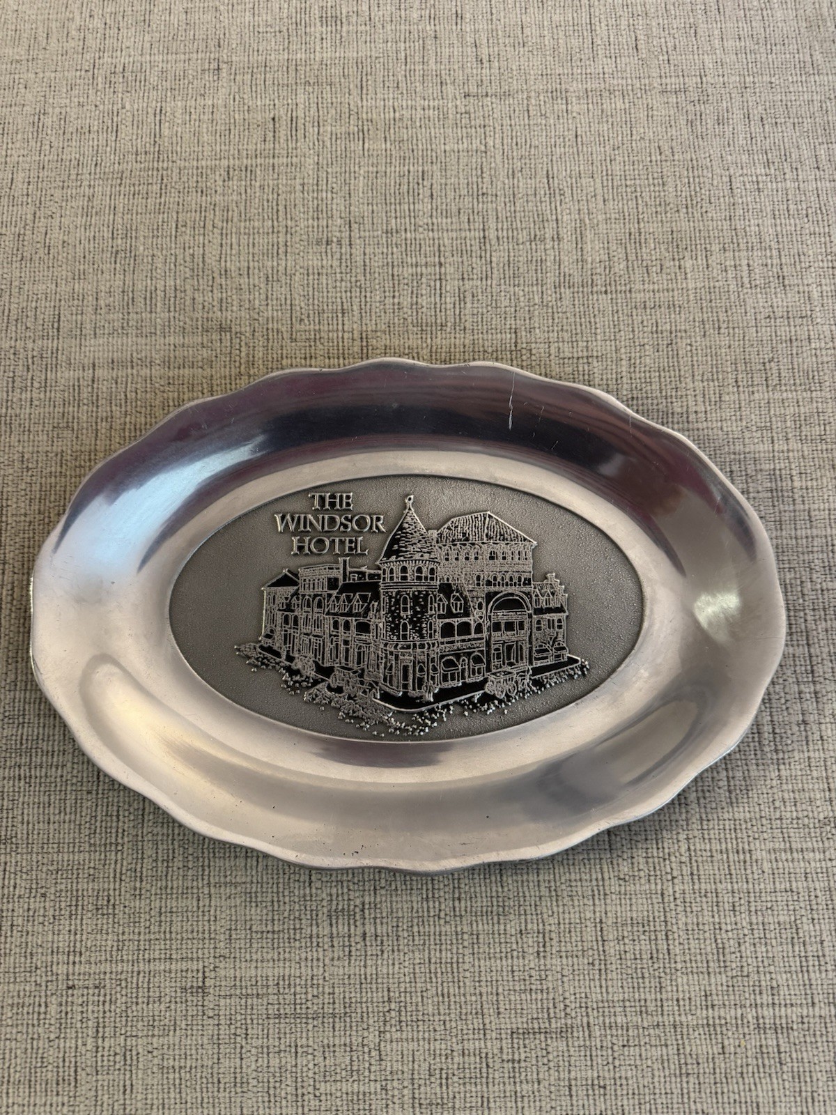 Vintage Windsor Hotel Americus GA Pewter Tray RWP Wilton Pennsylvania 10.5”