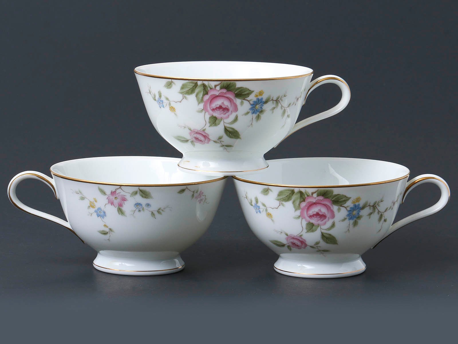 Noritake Firenze Tea Coffee Beverage (3) Cups 6674 Crafted in Japan 1960s *MINT*