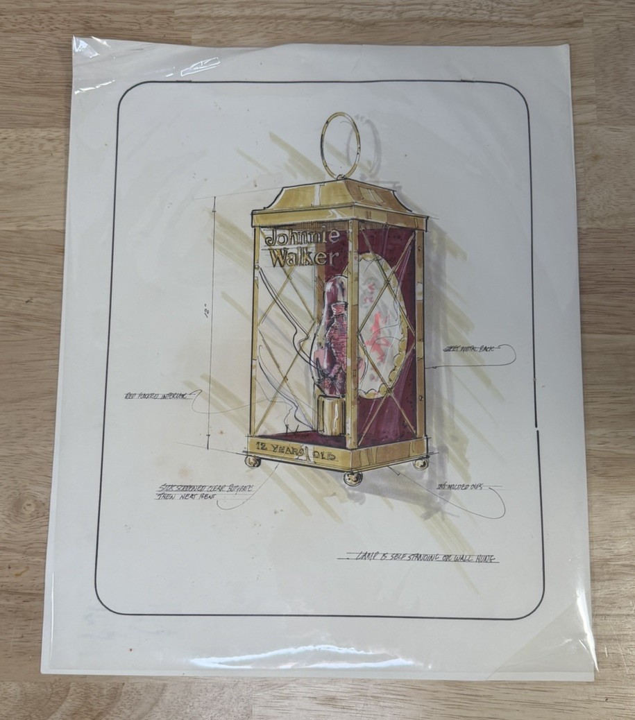 Vintage Johnnie Walker Scotch Advertising Store Display Original Artwork