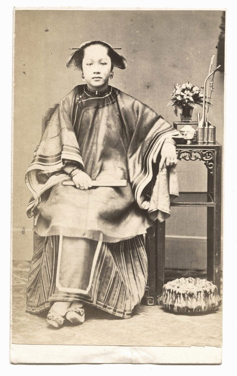 c.1860's PHOTO - CDV CHINA SHANGHAI - CHINESE WOMAN  CHOW QUA?