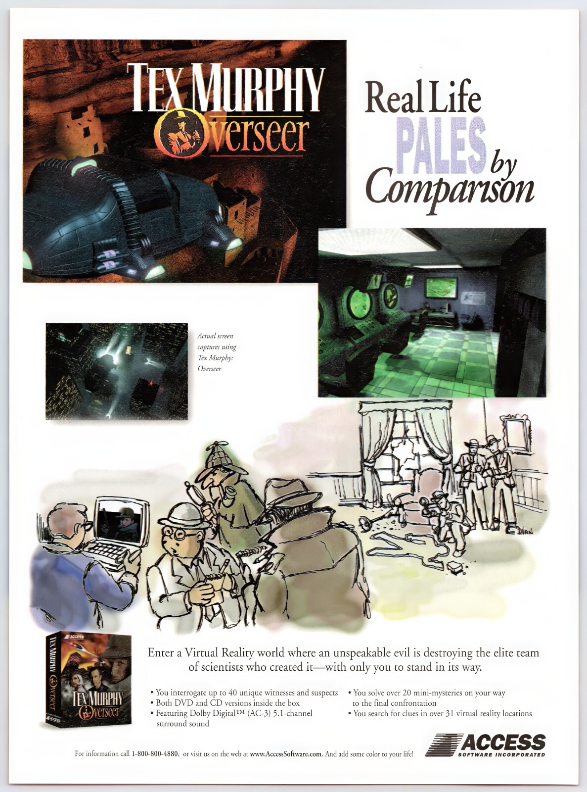 Vintage Print Ad 1998 Tex Murphy Overseer PC Game Original Promo Poster Art