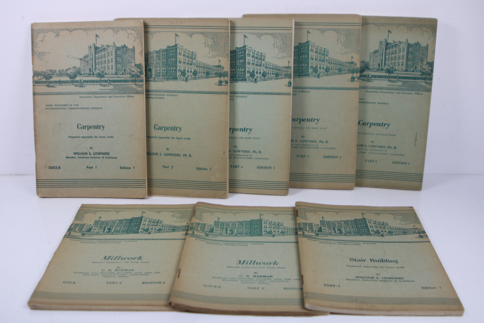 Vintage Series of 7 Carpenters, Millwork & Stairbuilders Guide Books Inv#DR82