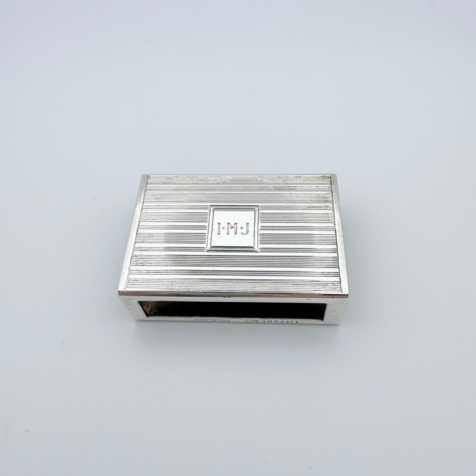 Tiffany & Co Sterling Silver Matchbox Cover Engine Turned Monogrammed IMJ