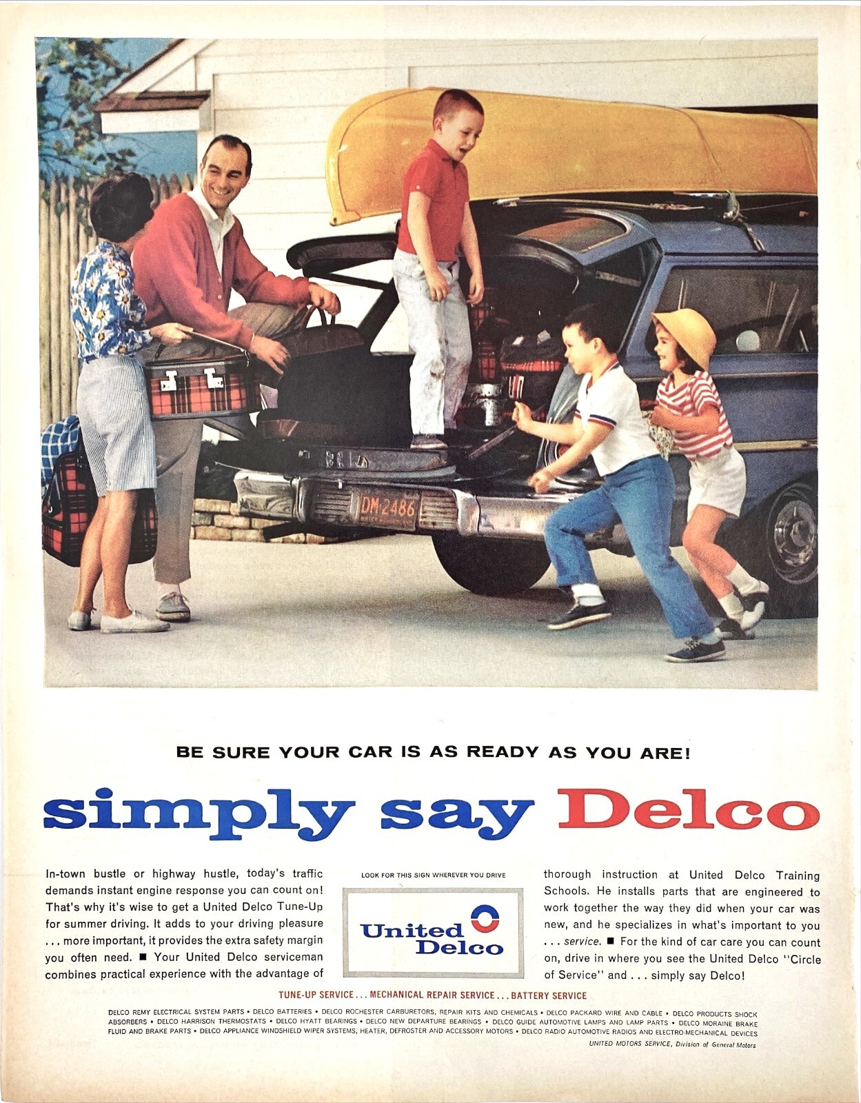 United Delco GM OEM Tune-Up Ease Of Mind Circle Of Service Vtg Magazine Print Ad