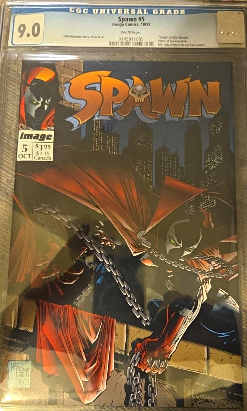 SPAWN #5 CGC 9.0 TODD MCFARLANE IMAGE COMICS 1992 WHITE PAGES