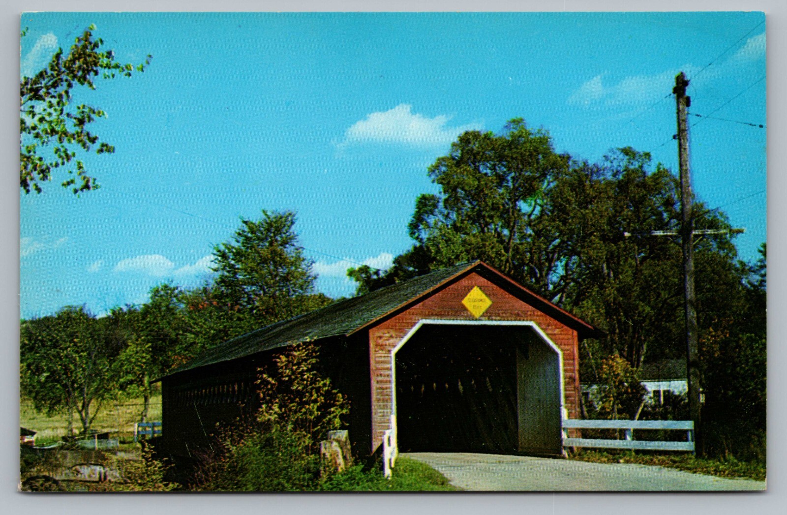 North Bennington Vermont Paper Mill Bridge Old Covered Bridge Postcard VT Vtg F7