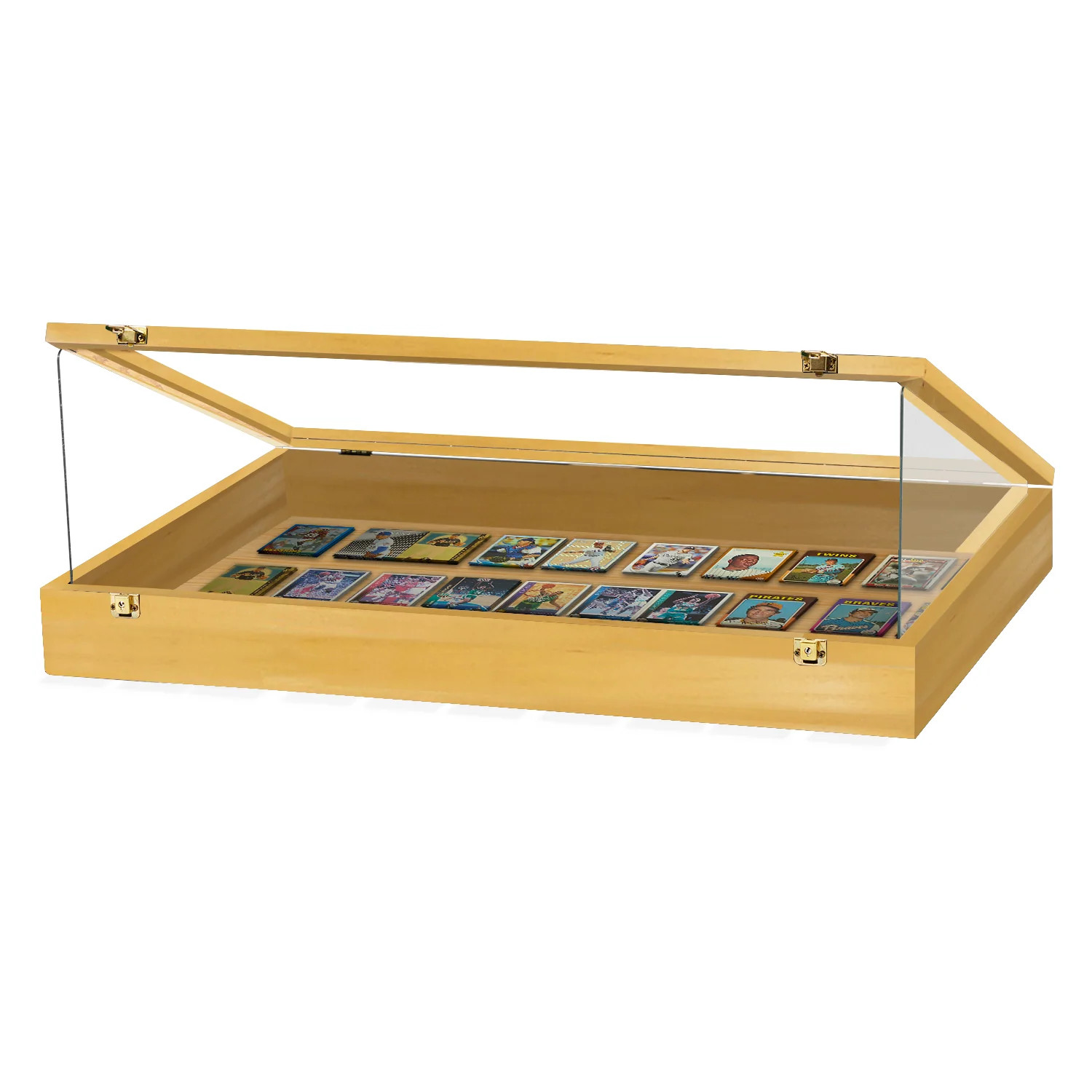 PENNZONI Trade Show Display Case  w/ Acrylic Side Guards - Golden Oak