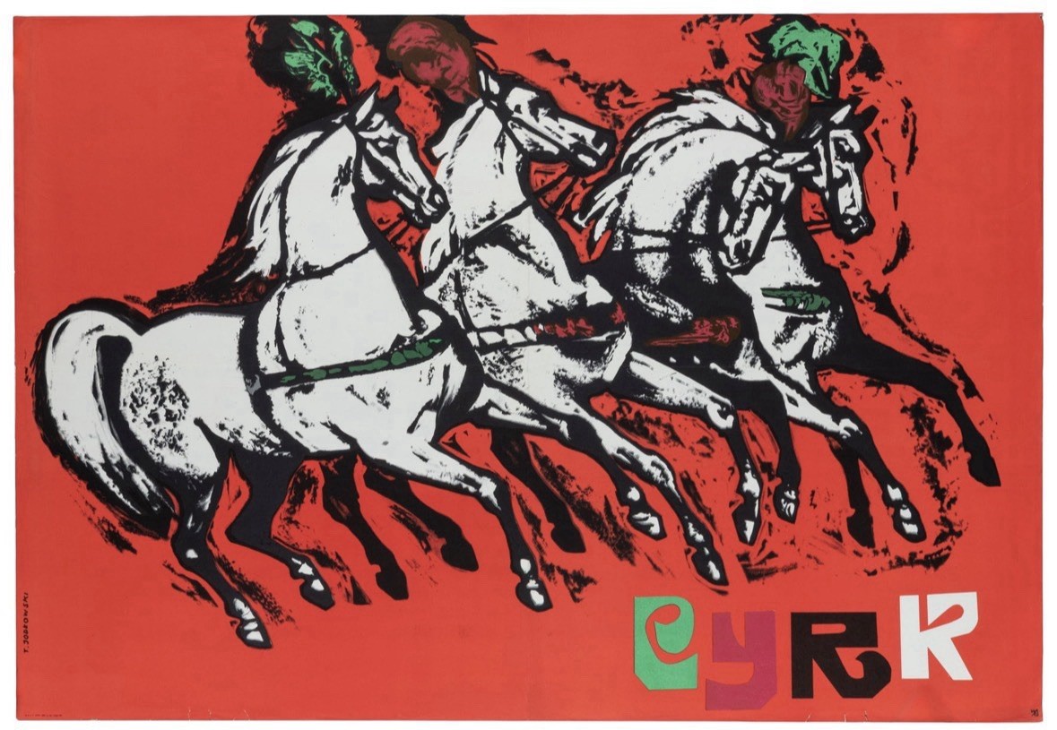 Vintage 1965 Polish CYRK Circus Poster Horses T. Jodlowski Original Art 38x26