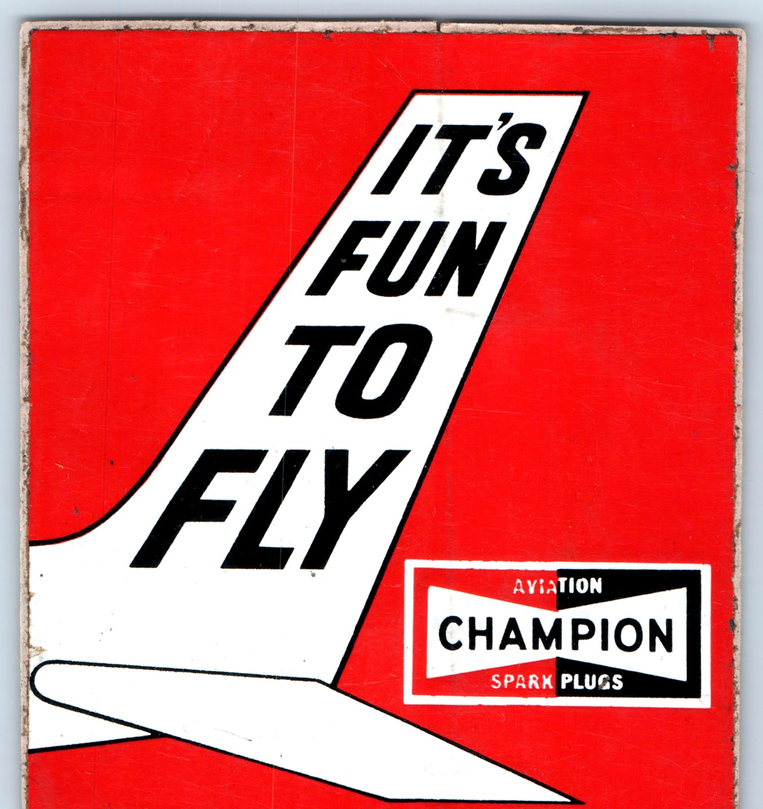 c1960s Champion Spark Plugs Aviation It's Fun to Fly Pilot Sticker Decal Vtg 9L c1960s Champion Spark Plugs Aviation It's Fun to Fly Pilot Sticker Decal Vtg 9L