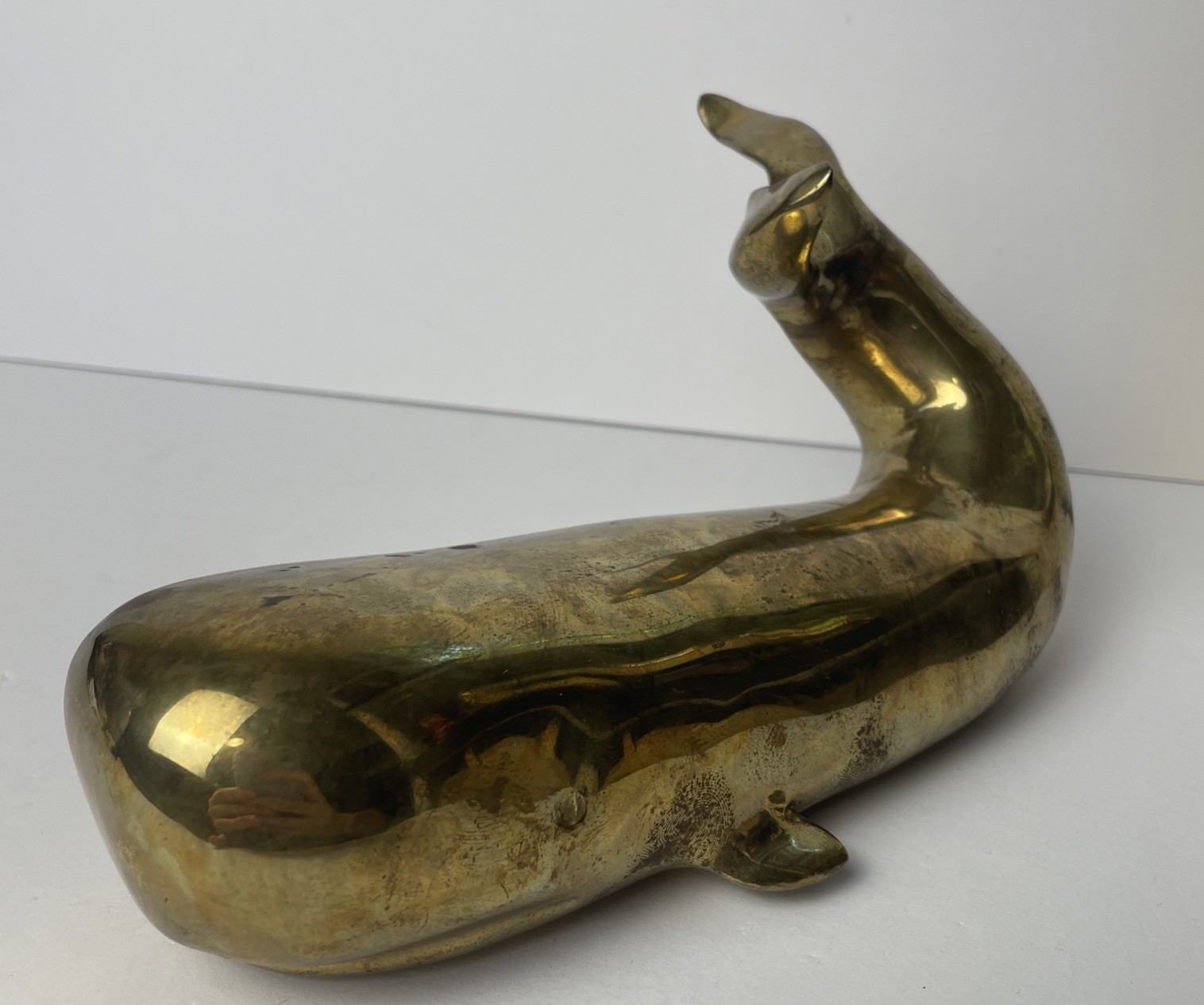 Vintage SARREID Brass Sperm Whale  About 8.25\