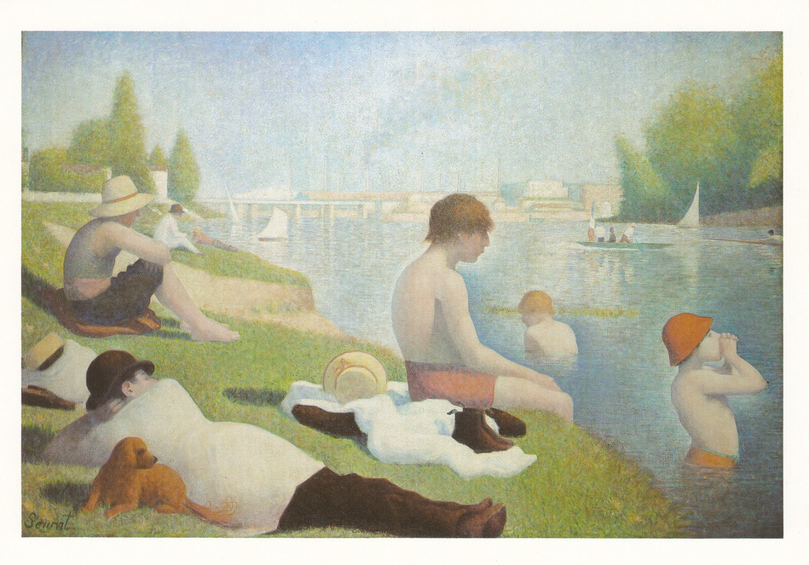 Art Postcard Georges-Pierre Seurat Bathers at Asnieres National Gallery London