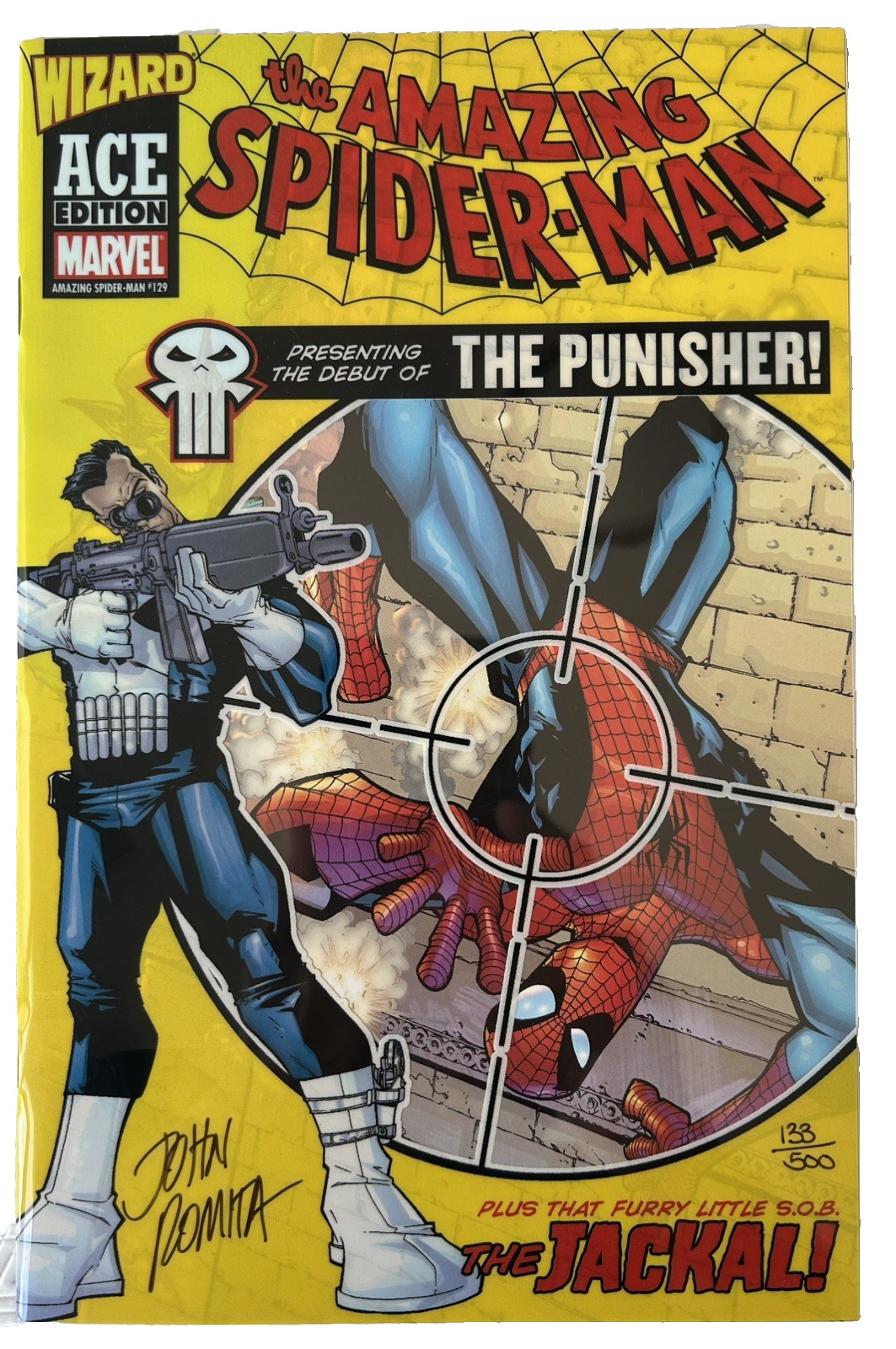 AMAZING SPIDER-MAN 129 Punisher COA SIGNED JOHN ROMITA LTD 500, Wizard Ace Ed.