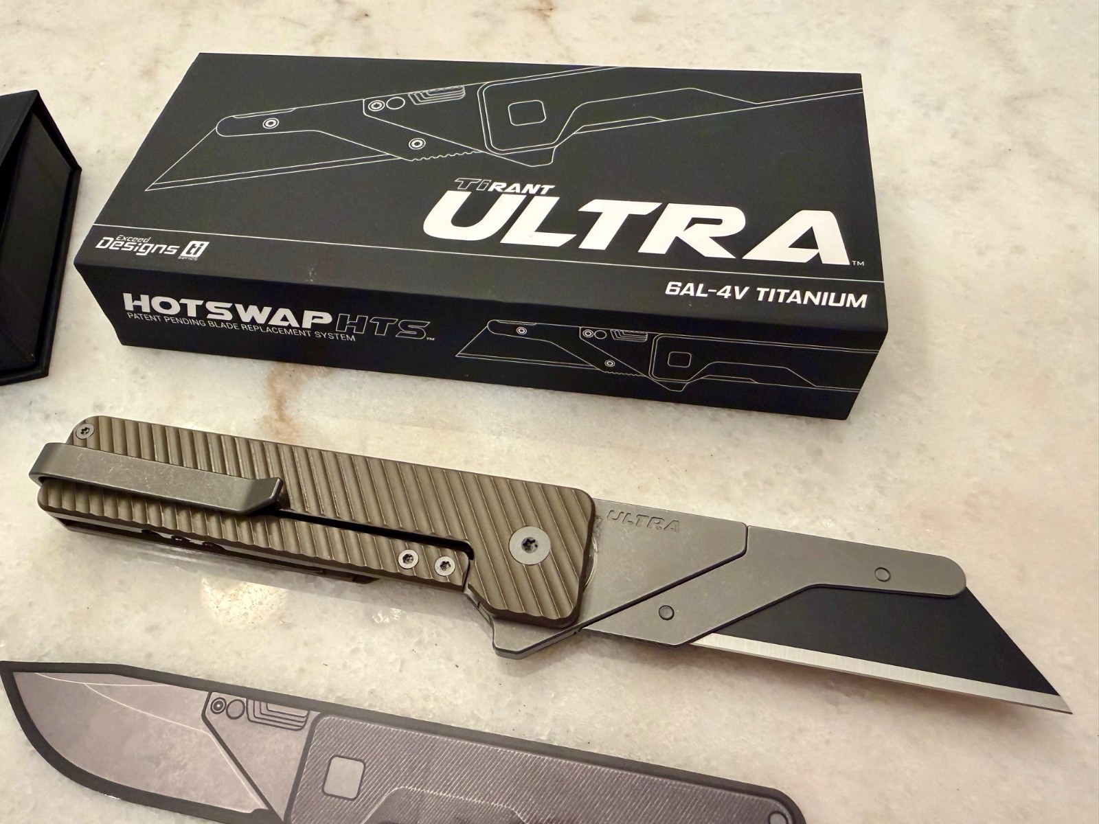 Exceed Designs TiRant ULTRA Titanium Utility Knife - Bronze/Deep-Slash HotSwap