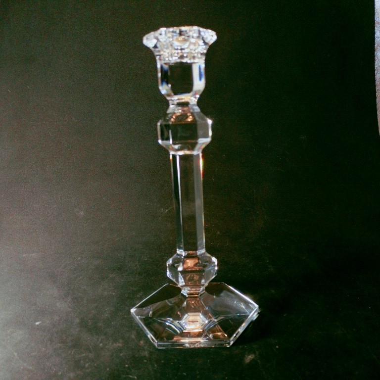 VAL ST LAMBERT GARDINIA CANDLE HOLDER, Cut Lead Crystal, 9 3/8\