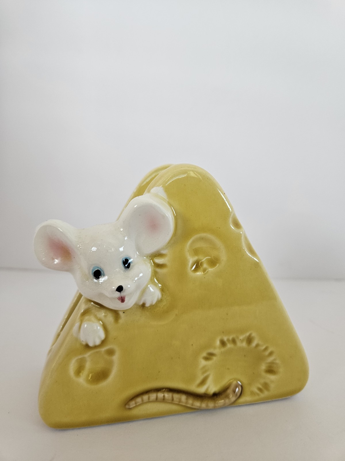 VTG Norleans Mouse in Cheese Napkin Holder Kitschy Decor Porcelain Mice Japan 