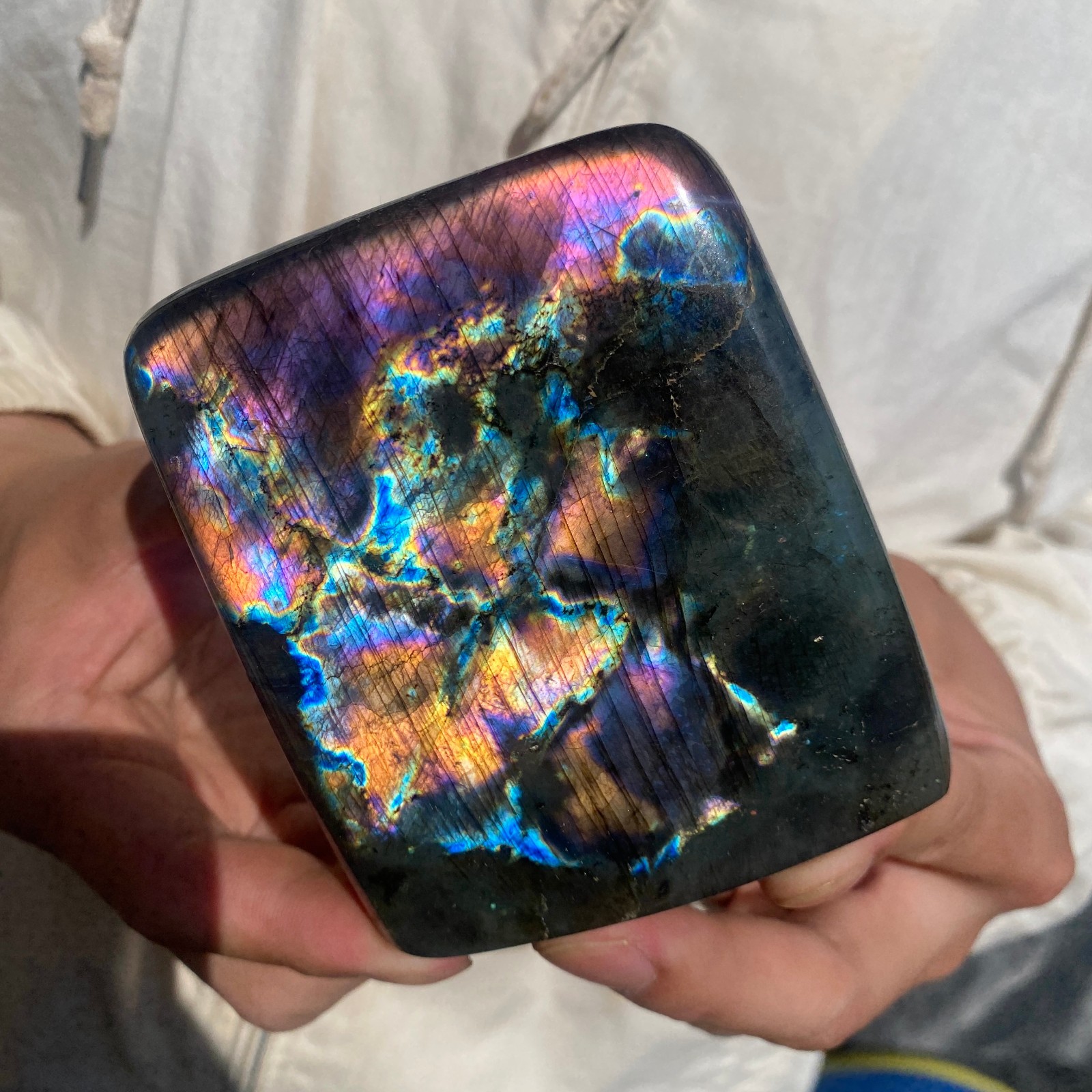 1.8lb Rare Natural Gorgeous Labradorite Quartz Crystal Stone Specimen Healing