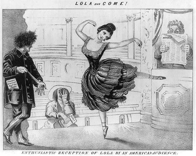 Photo:Lola Montez 1850s Stage Dance Theater Caricature American Audience
