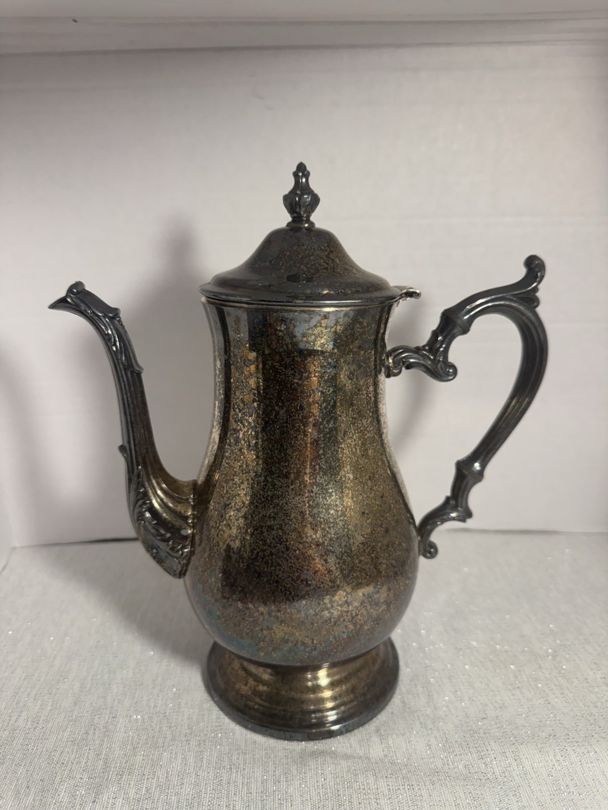 Vintage Unbranded Silver-Plated Footed Coffee/Tea Server, Hinged Lid, Fast Ship