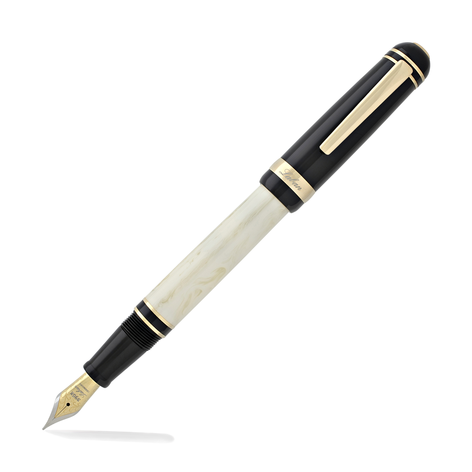Laban 325 Cambridge Fountain Pen with Black Cap & Ivory Barrel - Fine Point -NEW