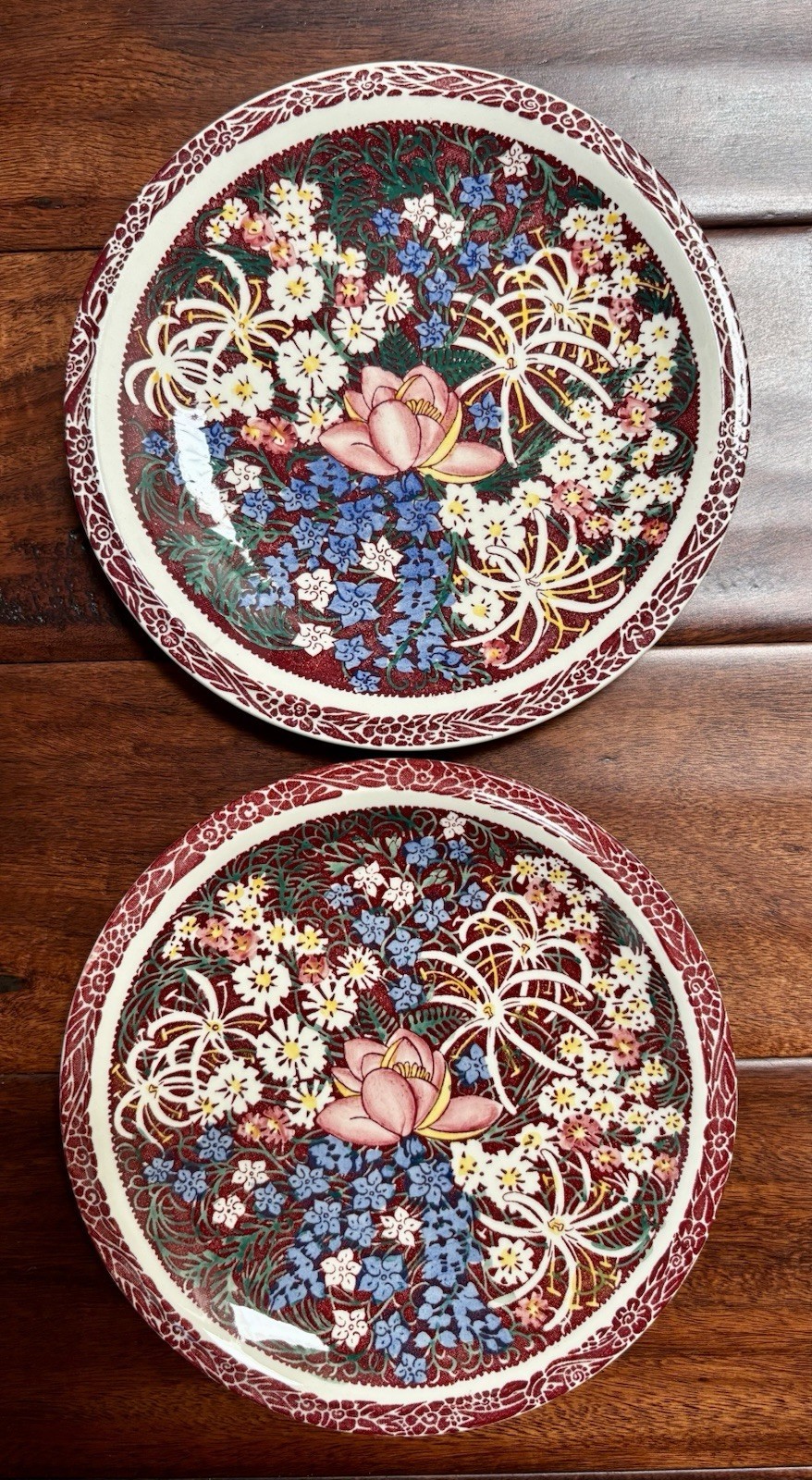 Pair of Hawaiian Don Blanding Aloha Lei Lani 7.5” Salad Plates Vernon Kilns