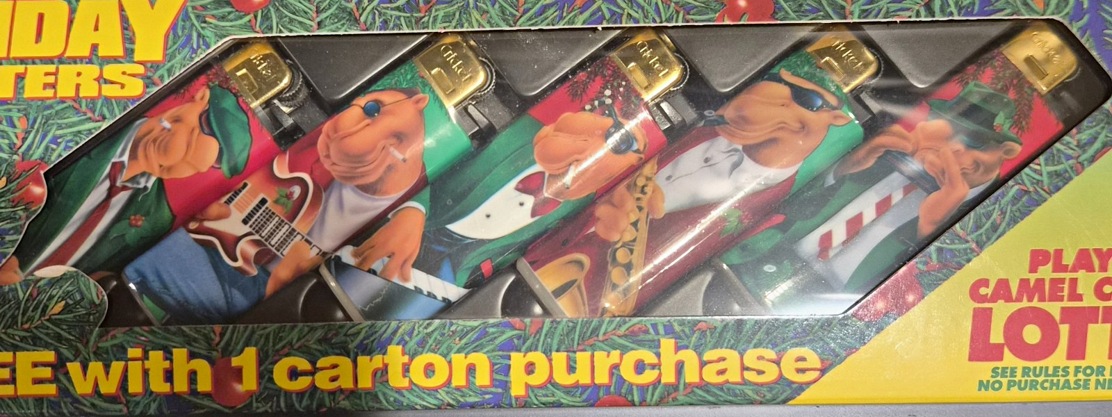 1993 Camel Holiday Lighters Set of 5 Joe Camel R.J. Reynolds Original Box