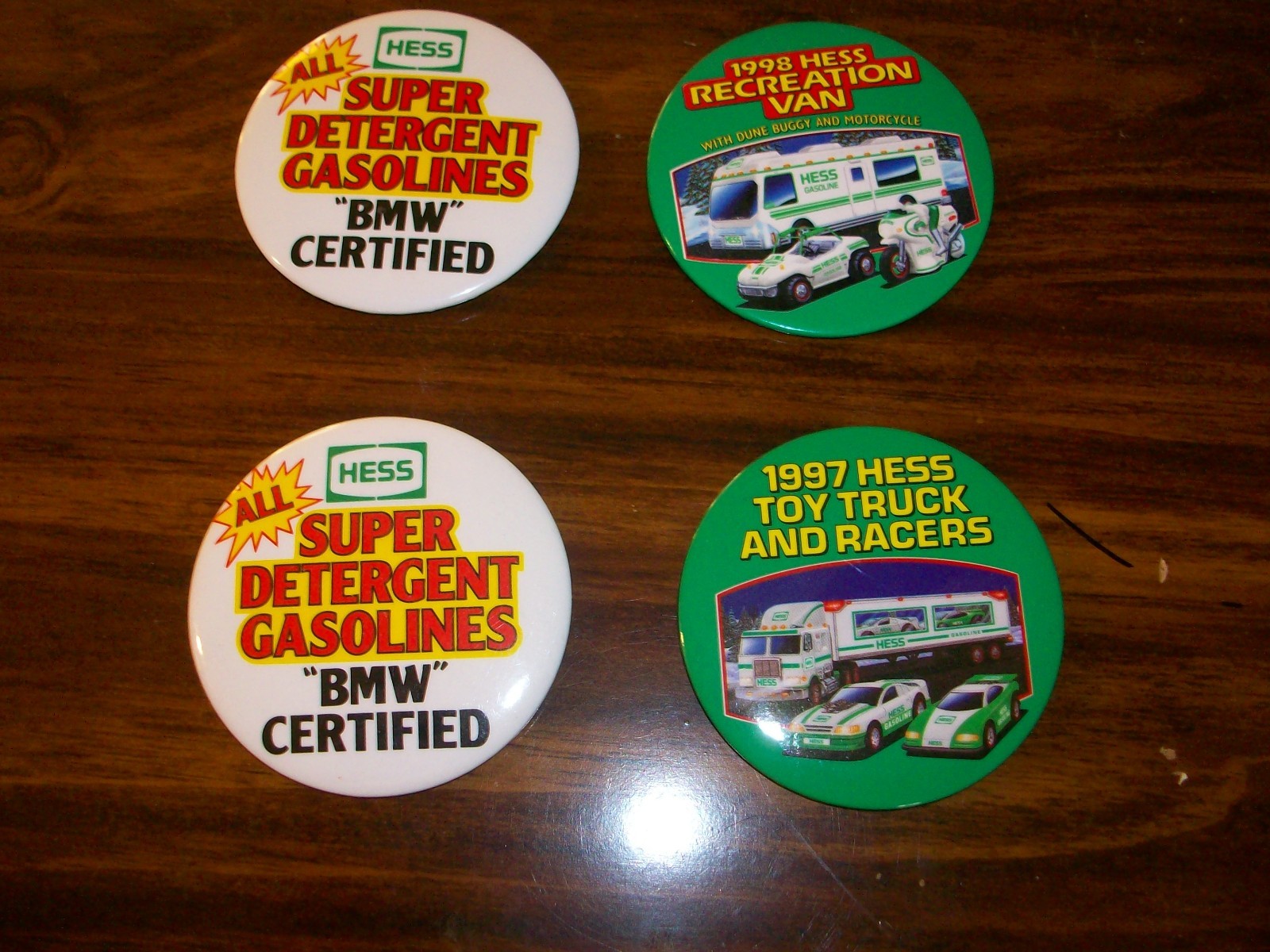 LOT OF 4 HESS BUTTONS RARE BMW CERTIFIED, 1997,1998 LOT OF 4 HESS BUTTONS RARE BMW CERTIFIED, 1997,1998