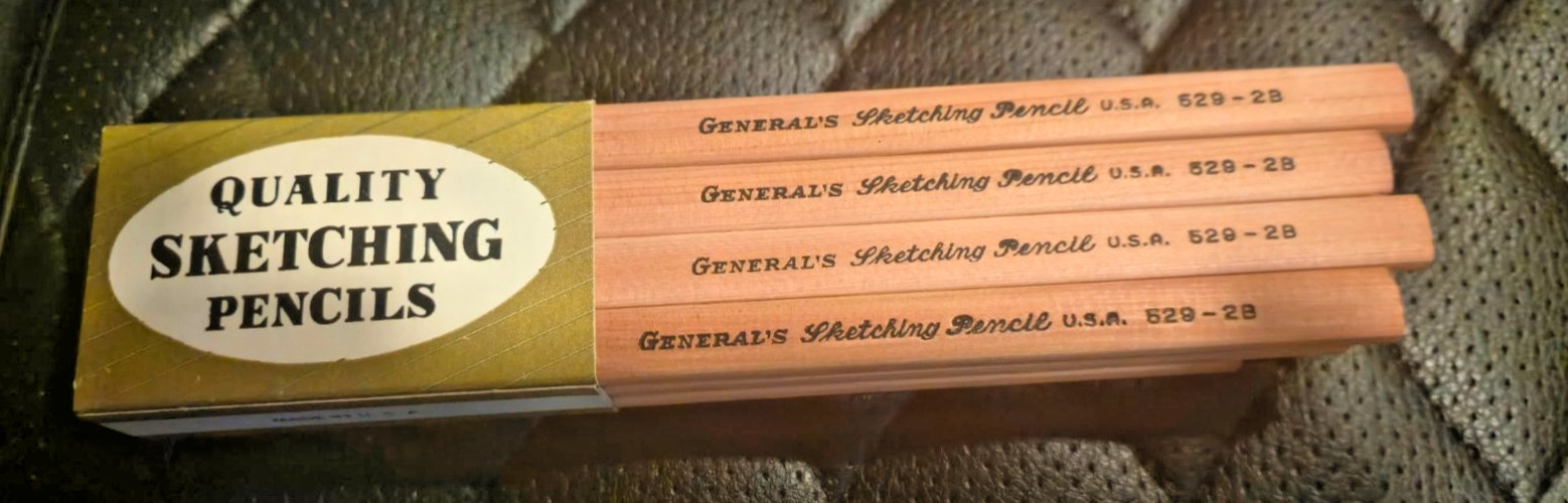 1 Dozen Vintage General\'s Flat Oval Sketching Pencils USA - 529-2B Brand New NOS