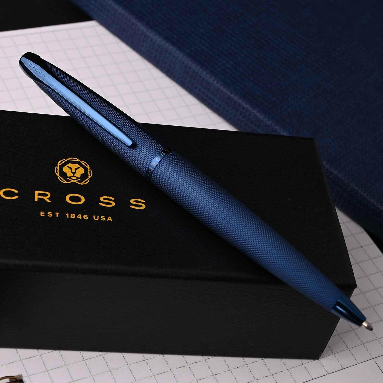 Cross ATX Ballpoint Pen Dark Diamond Cut Blue PVD $150 New Birthday Gift Cross ATX Ballpoint Pen Dark Diamond Cut Blue PVD $150 New Birthday Gift