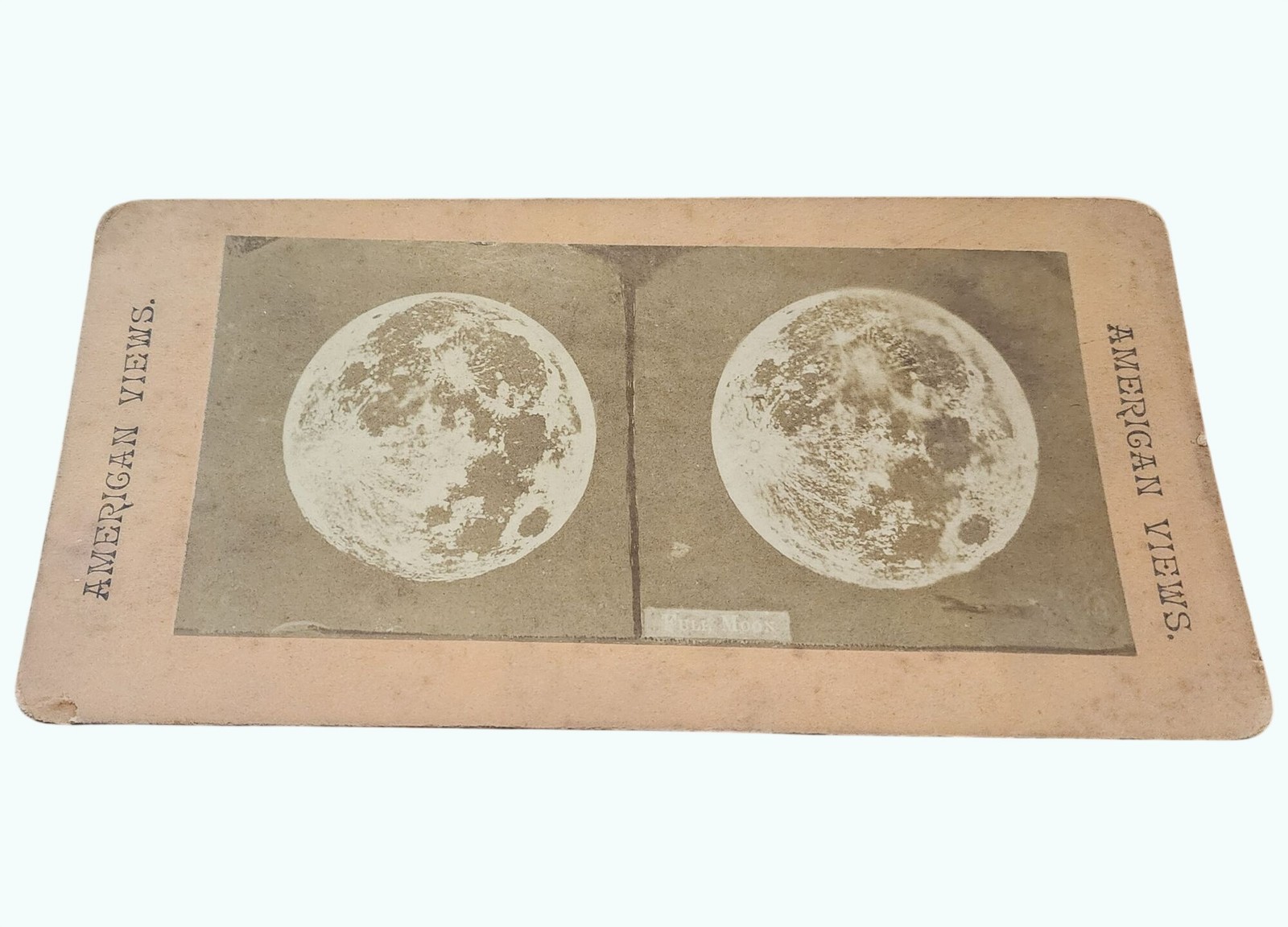 Antique Stereoview Card Full Moon American Views Vintage Litho Photograph