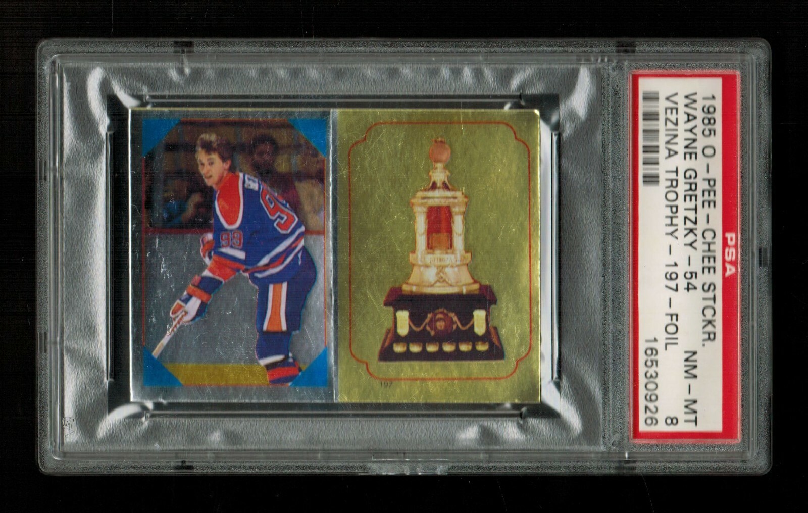 PSA 8 WAYNE GRETZKY VEZINA TROPHY (Georges Vezina) Hockey Card INTACT STICKER