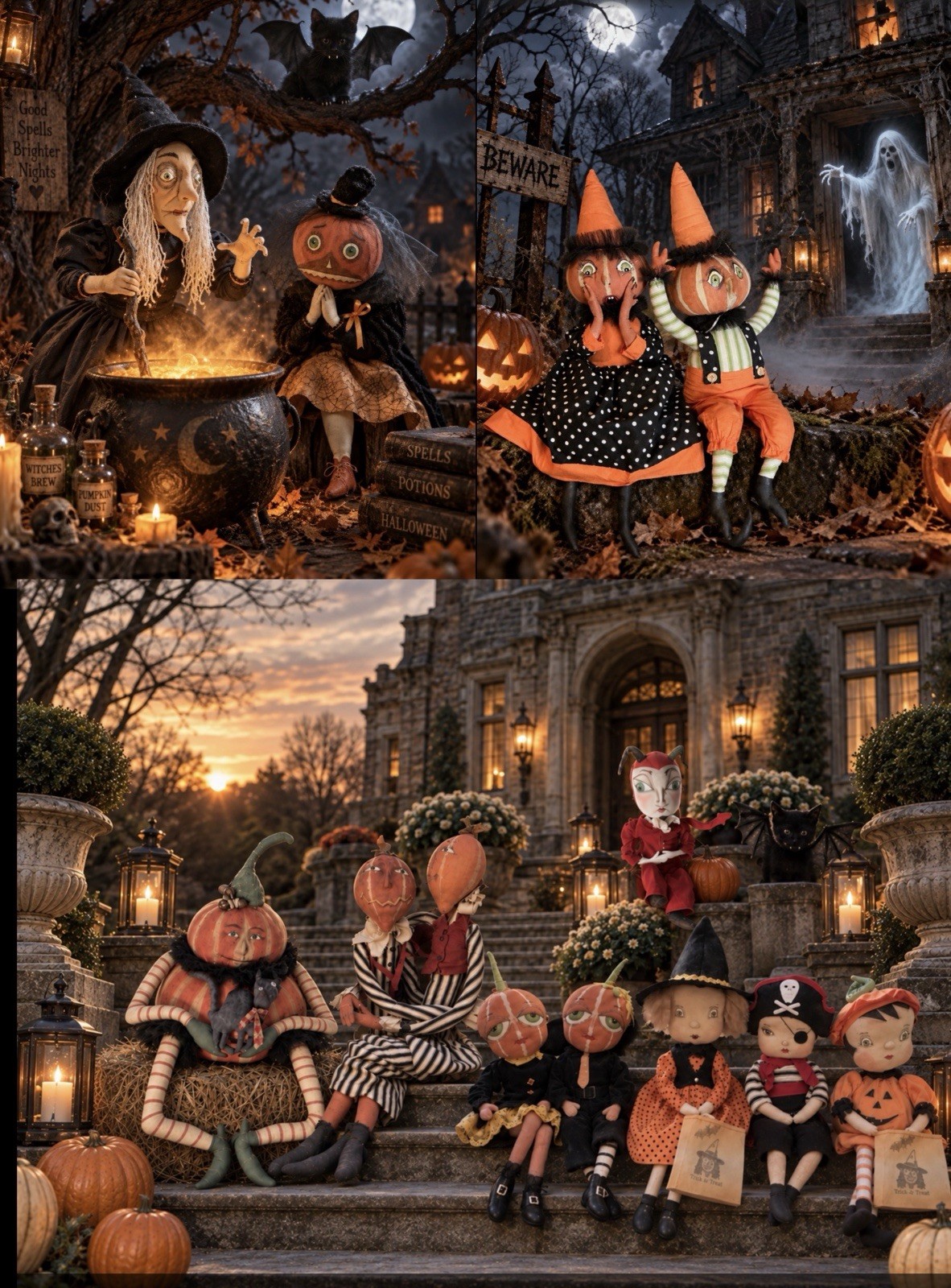Rare Joe Spencer Vintage Halloween 14 DOLL Halloween Dolls