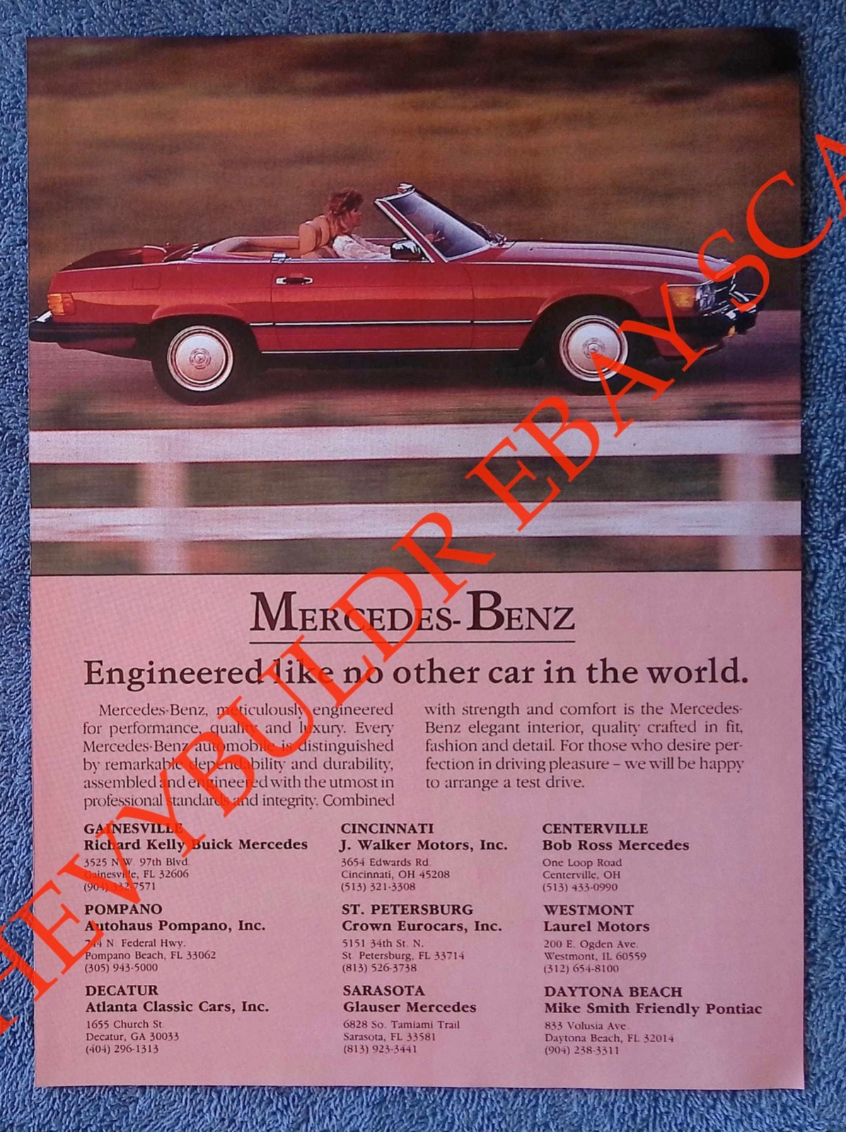 1986 Mercedes-Benz 560SL Vintage Ad \