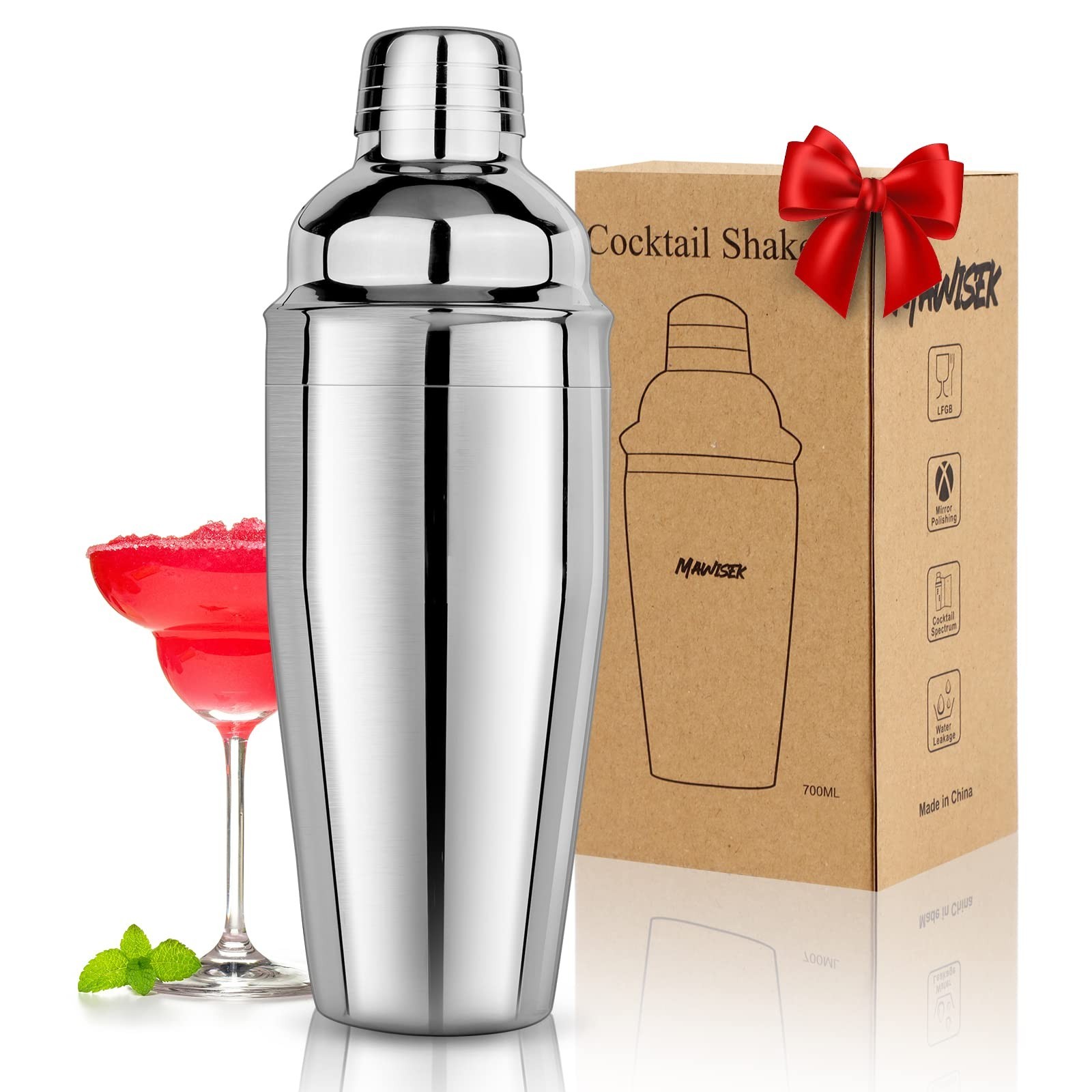 Cocktail Shaker 24oz Martini Shaker Drink Shaker Bar tools with Built-In Stra...