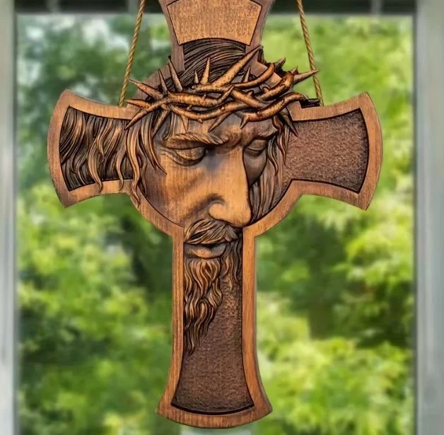 Vintage Wooden Jesus Christ Crucifix Wall Hanging Cross Crown of Thorns Decor Vintage Wooden Jesus Christ Crucifix Wall Hanging Cross Crown of Thorns Decor